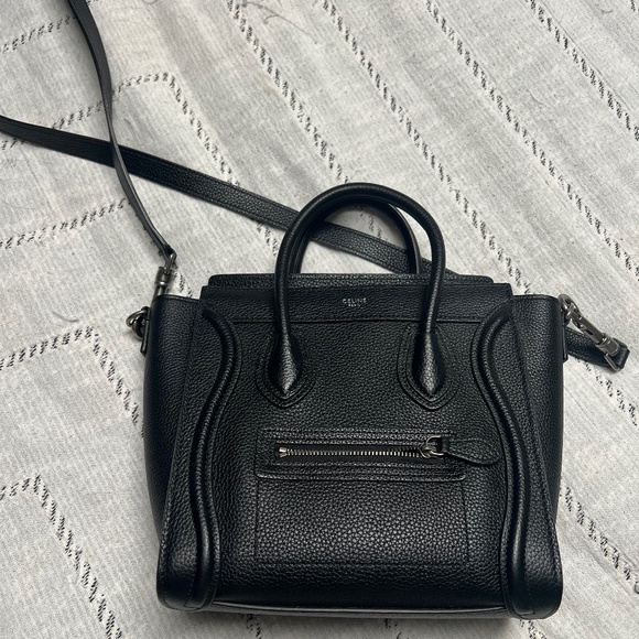 2020 CELINE "LUGGAGE" NANO GRAINY BLACK LEATHER W/ SILVER HARDWARE - $1400 - Picture 1 of 10